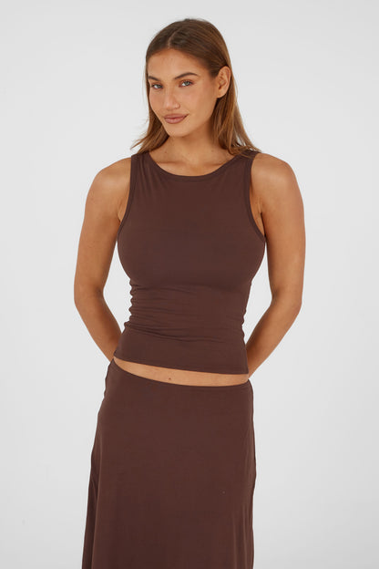Pippa Reversible Tank Brown