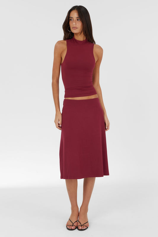 Adeline Midi Skirt Wine