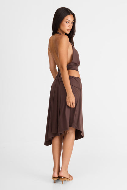 Luna Midi Skirt Brown