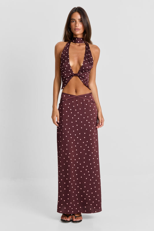 Cici Maxi Skirt Pink Polkadot
