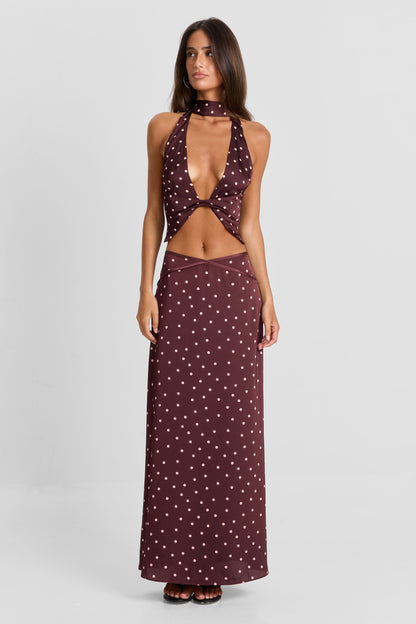 Cici Maxi Skirt Pink Polkadot