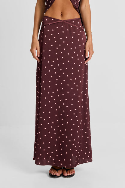 Cici Maxi Skirt Pink Polkadot