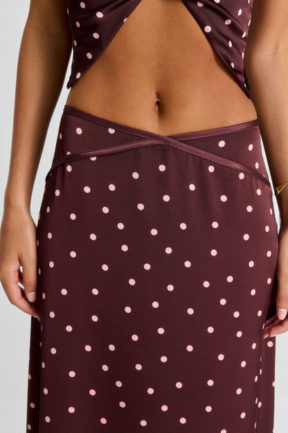 Cici Maxi Skirt Pink Polkadot
