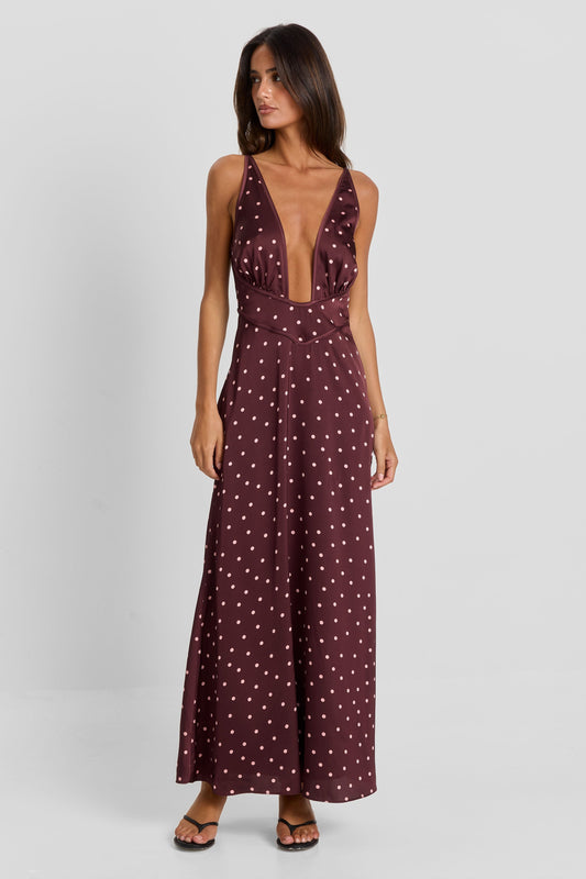 Cici Maxi Dress Pink Polkadot