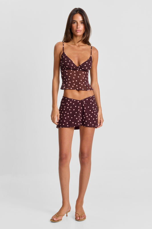 Tilly Mini Skirt Pink Polkadot